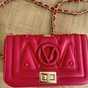 Valentino by Mario Valentino Red Leather convertible clutch/crossbody.